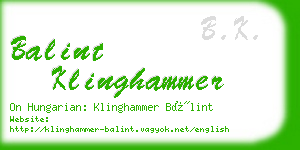 balint klinghammer business card